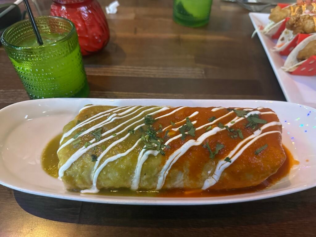 A wet burrito at Mesa Tacos and Tequila Royal Oak