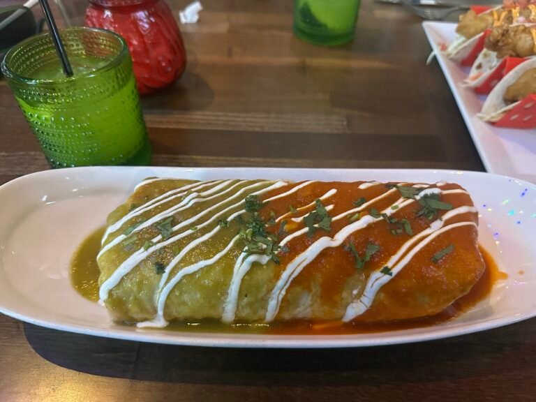 A wet burrito at Mesa Tacos and Tequila Royal Oak