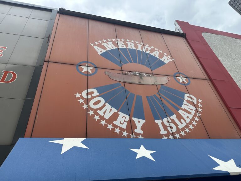 Exterior photo of American Coney Island sign